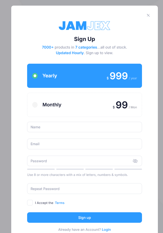 Amazon Sold-Out Product Monitoring & Subscription Platform - Data Mining built with Laravel, Amazon MWS API, Stripe Subscriptions, Stripe Webhooks, MySQL, jQuery, Cron Jobs & Automation, Web Scraping