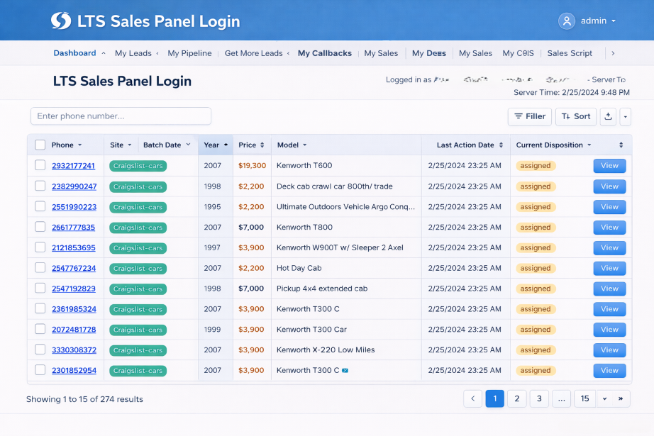 Enterprise Call Center CRM & Lead Management - CRM built with Laravel, MySQL, jQuery, Tailwind CSS, PDF Reports, API to various Salesforce instances