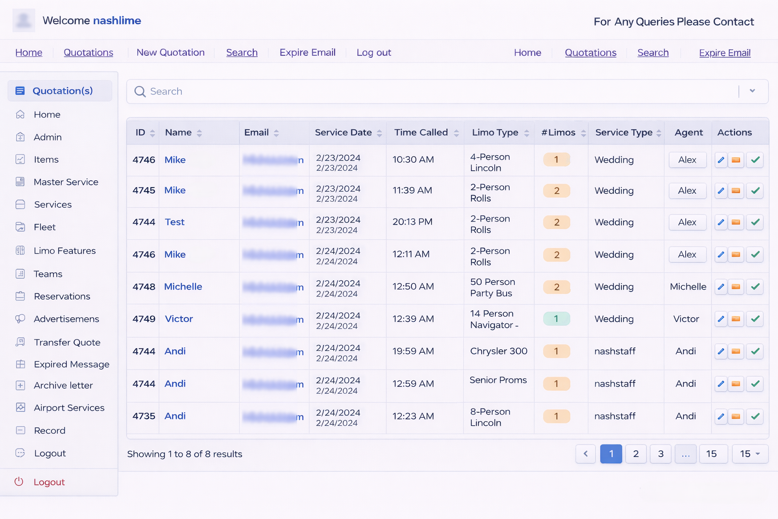 Limousine CRM & Online Quote Generator - CRM built with WordPress, Core PHP, Laravel, REST API, MySQL, jQuery, PDF Generation, Stripe, Paypal, Cashier, Twilio (SMS & Email)